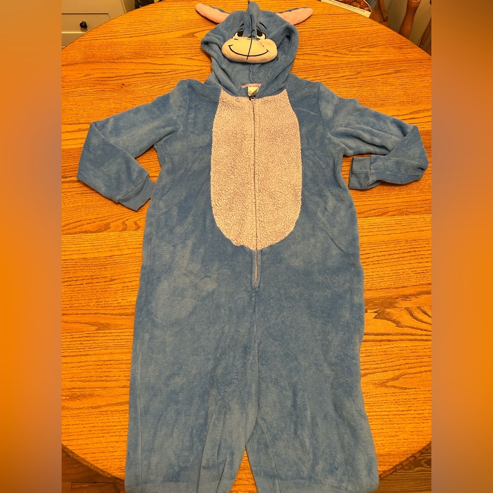 Disney Eeyore Character Plush Hooded Onesie Footie Pajamas Sleepwear